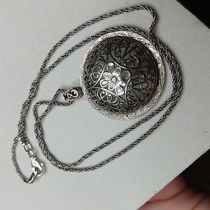 Paz creations pz Israel 925 sterling ornate floral pendant charm necklace chain